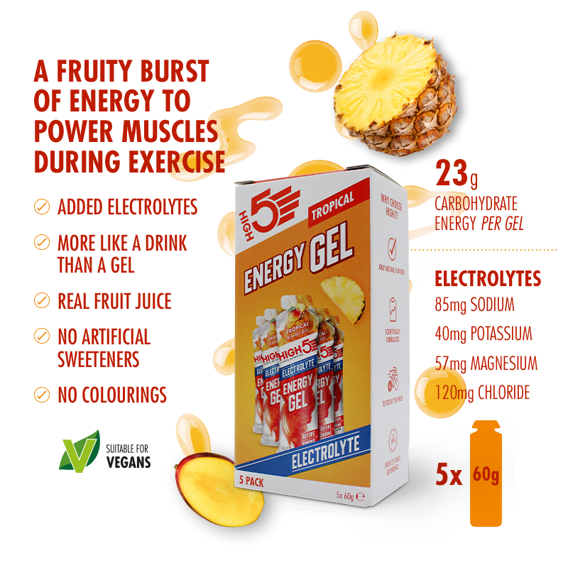 Energy Gel Electrolyte 5 Pack Tropical (Short Dated)